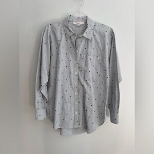 LOFT Striped Oversized Boyfriend Button Down Shirt